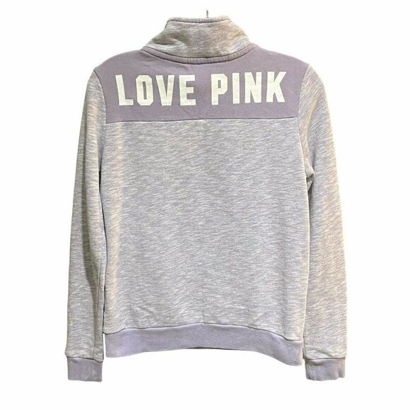 PINK Womens Sweatshirt Light Purple 1/4 Zip Mock Neck Love Pink XS - Picture 2 of 5
